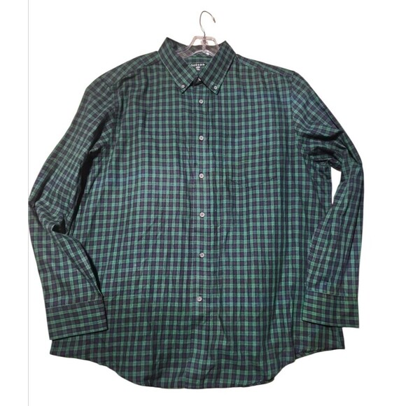 George Men’s XL Green Plaid Long Sleeve Button Up Shirt Casual Flannel Look - Picture 1 of 7